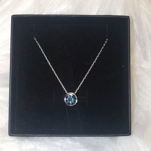 New Round Rainbow Topaz CZ Pendant Necklace